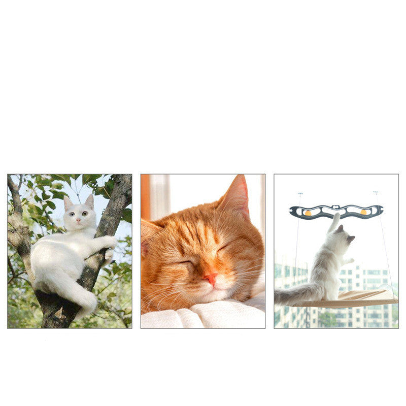 Hangende Kattenhangmat – Zuignap voor Raam met katten die ontspannen en spelen.