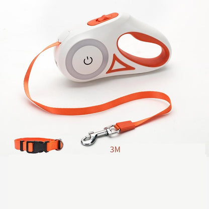 Retractable Leash with Collar and Built-in Light