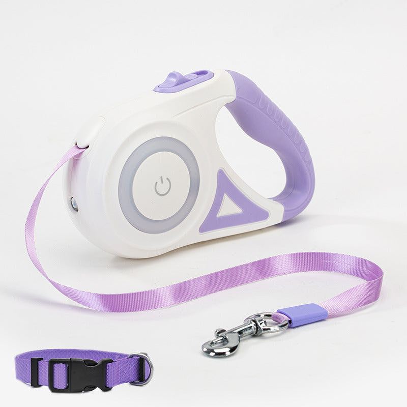 Retractable Leash with Collar and Built-in Light