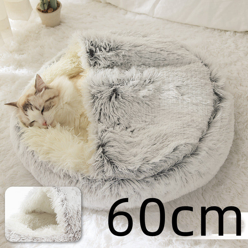 2-in-1 Plush Pet Bed – Warm & Cozy for Dogs & Cats