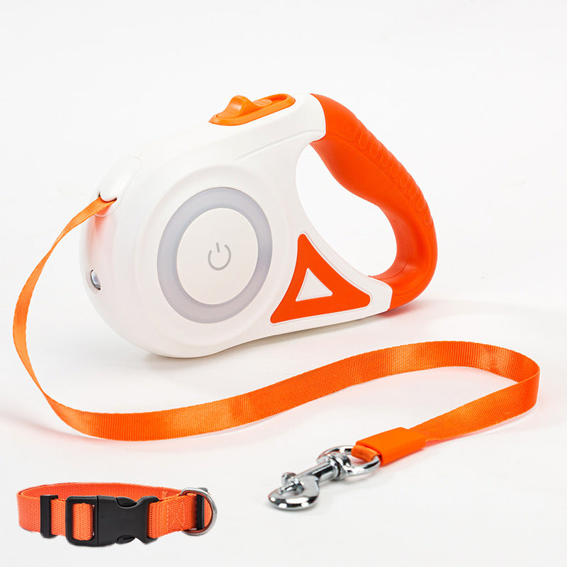 Retractable Leash with Collar and Built-in Light